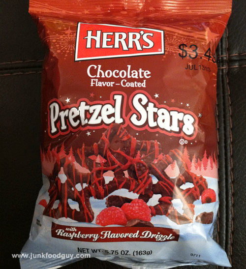Herr's Chocolate Covered Pretzel Stars w/ Raspberry Flavored Drizzle
